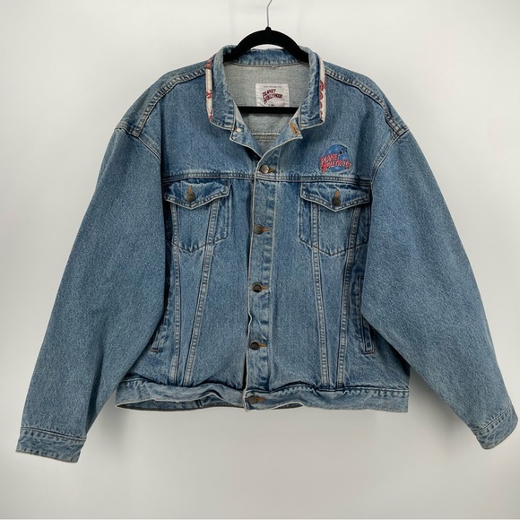Vintage 1980’s Planet Hollywood Orlando Florida Embroidered Denim Jean Jacket - Picture 2 of 7